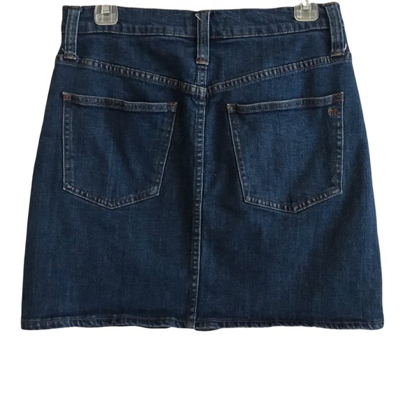 Madewell Denim Skirt Blue Mini Stretch Straight Button Front Arroyo Wash - Picture 3 of 6